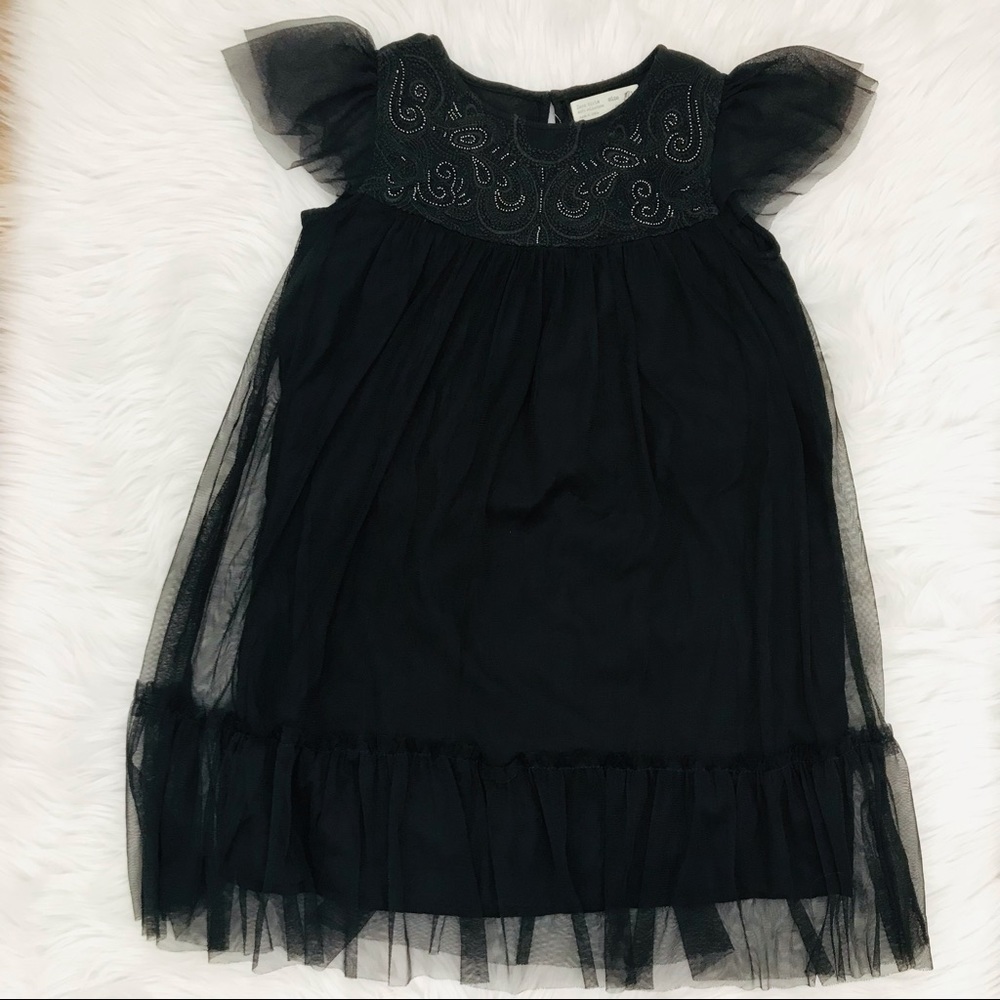 Zara Girls Gray Tulle Dress with Beautiful Beaded Details
